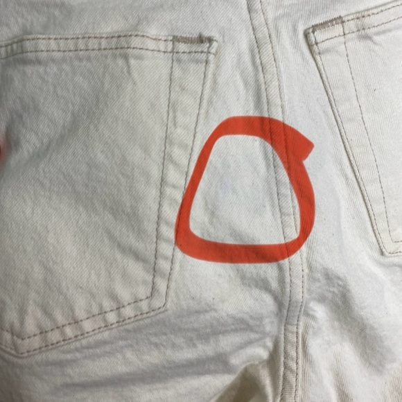 Abercrombie & Fitch The Dad High Rise Jean Cream‎ Criss Cross Sz 26 2 R FLAWED - Picture 6 of 7